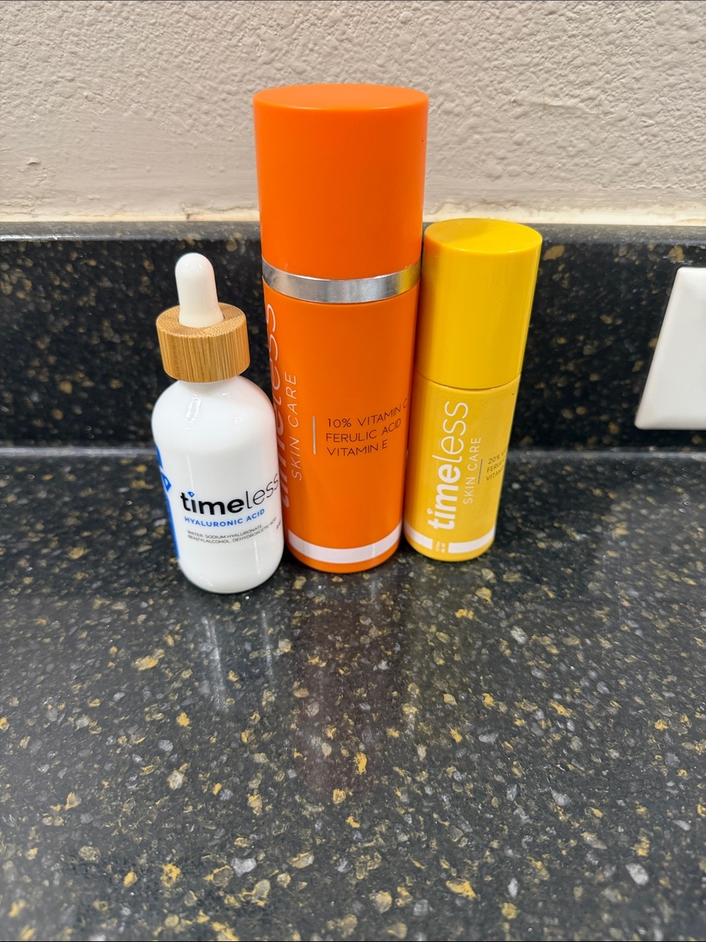 Timeless Skincare Vitamin C & Hyaluronic Acid Serum Set — Orange, Yellow & White